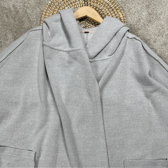 Free People Long Sleeve Hooded Sweater Cardigan Oversized in Light Gray XS/S - Picture 3 of 16